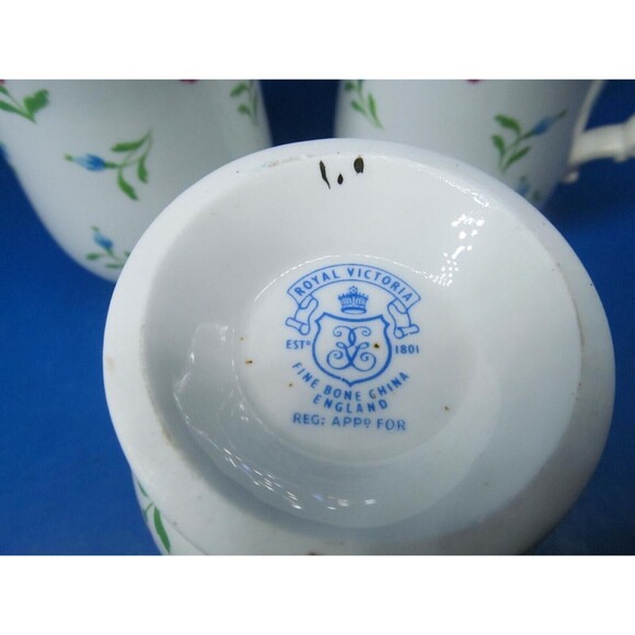 Royal Victoria Fine Bone China Set Of 4 Floral 4 1/2"H X 3"W Tall Footed Cups - Picture 6 of 9